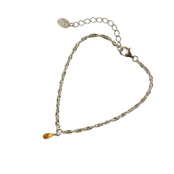 Armbånd i Rhodineret Sterlingsølv med Citrin 18+4cm, fra San - Links of Joy