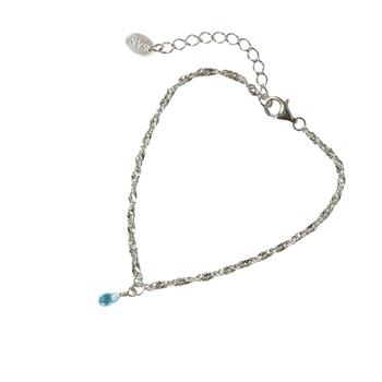 Armbånd i Rhodineret Sterlingsølv med Topas 18+4cm, fra San - Links of Joy