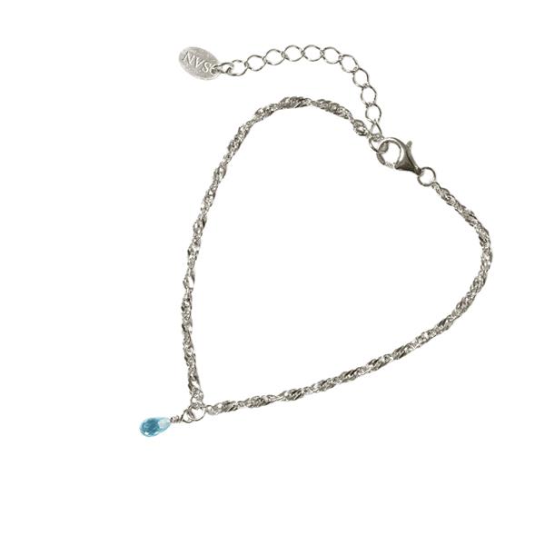Armbånd i Rhodineret Sterlingsølv med Topas 18+4cm, fra San - Links of Joy