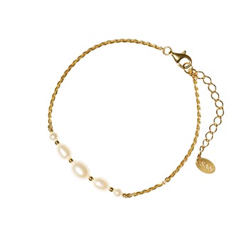 Forgyldt armbånd med Ferskvandsperler 18+4 cm, fra San - Links of Joy