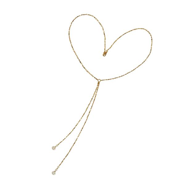 Halskæde i forgyldt sterlingsølv med ferskvandsperler 40cm, fra San - Links of Joy