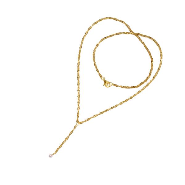 Halskæde i Forgyldt Sterlingsølv med Ferskvandsperle 40cm, fra San - Links of Joy
