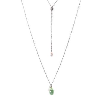 Halskæde i rhodineret sterlingsølv med Grøn ametyst - More than one 80cm, fra San - Links of Joy
