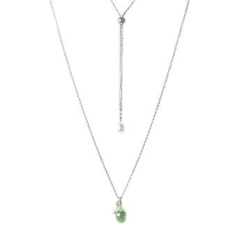 Halskæde i rhodineret sterlingsølv med Grøn ametyst - More than one 80cm, fra San - Links of Joy