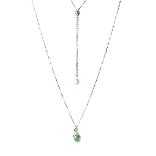 Halskæde i rhodineret sterlingsølv med Grøn ametyst - More than one 80cm, fra San - Links of Joy