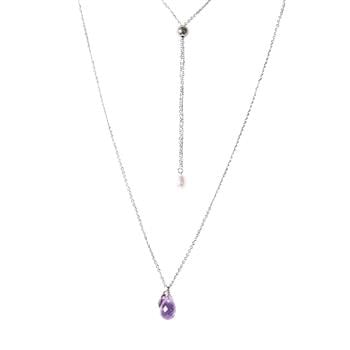 Halskæde i rhodineret sterlingsølv med pink ametyst - More than one 80cm, fra San - Links of Joy