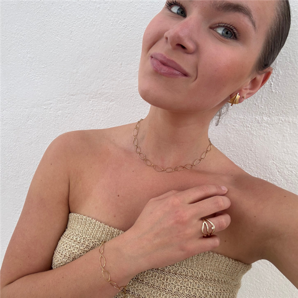 Ankelkæde i stål, belagt med 14 K guld - 22 cm + 4 cm i forlænger, fra Blicher Fuglsang