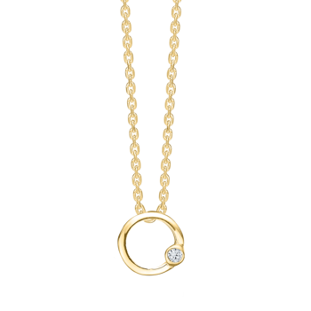 Forgyldt cirkle halskæde med zirconia, fra Støvring Design