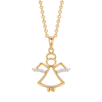 Sølvforgyldt halskæde med englevedhæng og sten på vingerne, fra Støvring Design.