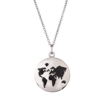 Vores-verden blank sølv rhodineret sort emalje, fra L&G