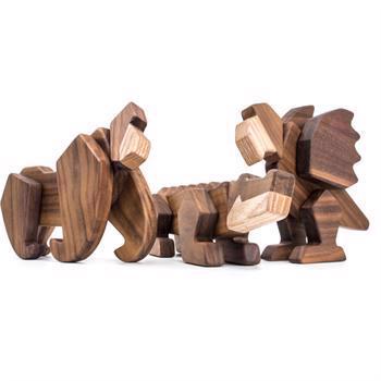 Fablewood træ figur sammensat med magneter - Træ sæt pakke - Gorilla, Krokodille og Papegøje