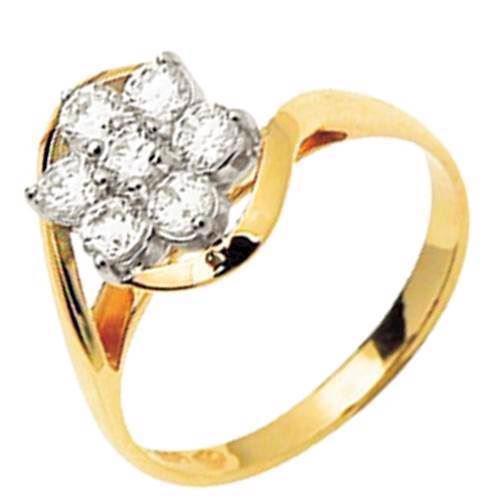 Image of Guld fingerring med 7 store zirkonia