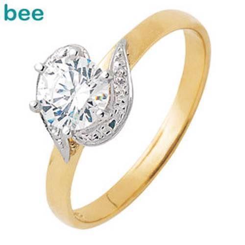 Image of Guld fingerring m/ 1,0 karat look zirkonia