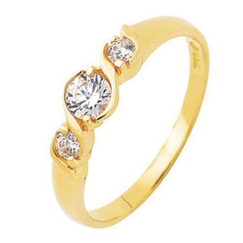 Image of Guld ring med 3 zirkonia