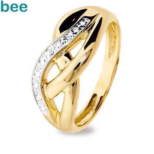 Image of Bølge" guld ring med 10 diamanter diamanter