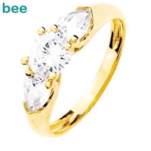Image of Guld fingerring m/ 3 store zirkonia