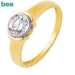 Image of Guld fingerring med rund 6,0 mm hvid Zirconia