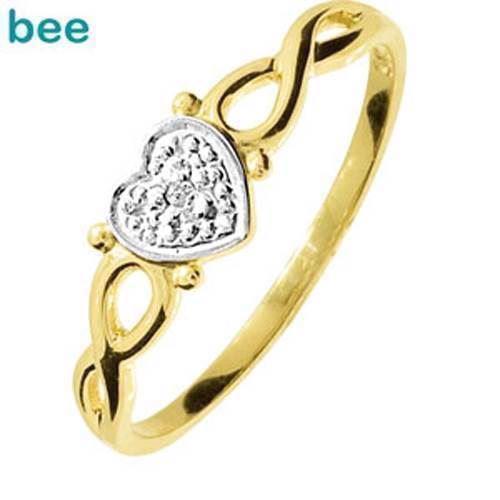 Image of Guld hjertering m/ 1 stk 0,005 ct diamant