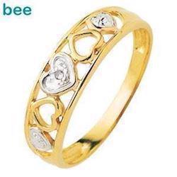 Image of Guld hjerte ring med 1 stk 0,005 ct diamant