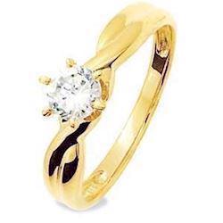 Image of Guld fingerring m/ 5 mm rund zirkonia
