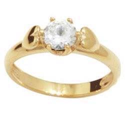 Image of Guld fingerring m/ 6 mm zirkonia i hjerte fatning