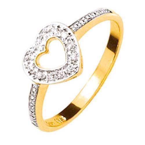 Image of Romantisk lille guld hjertering med diamanter