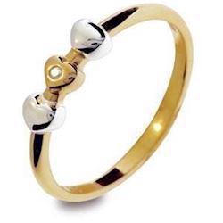 Image of Tofarvet guld hjertering med 0,01 ct diamant