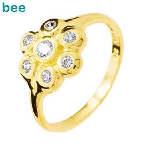 Image of Guld blomster ring m/ 7 stk zirkonia