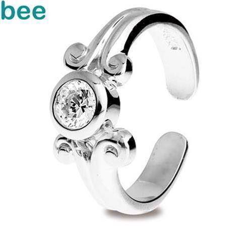 Image of Elegant tå ring i sterling sølv og med blinkende zirkonia og pynt