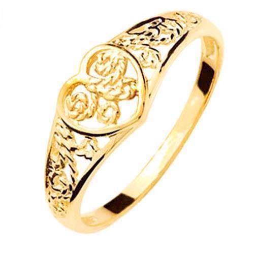 Image of Guldring med hjerte i filigran