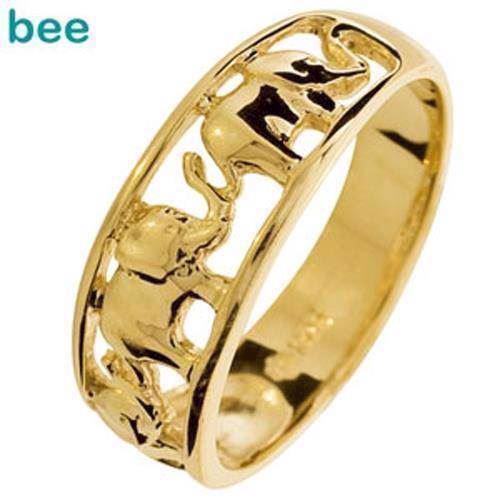 Image of Model 42607, Guld fingerring med elefanter