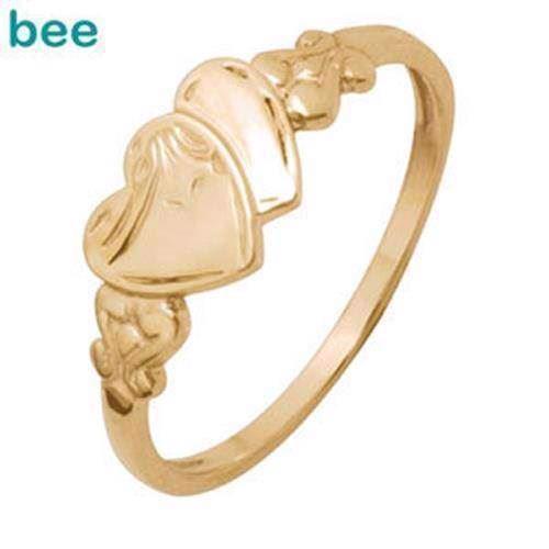 Image of Dobbelt hjerte guld fingerring