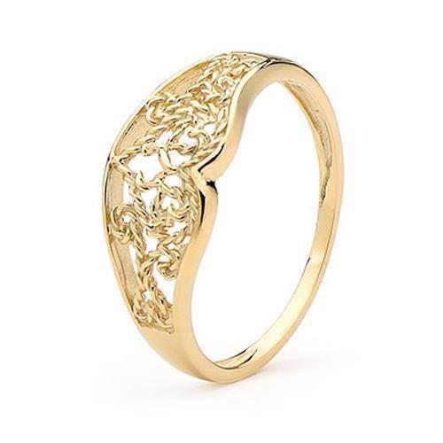 Image of Filigran hjertering i 9 karat guld