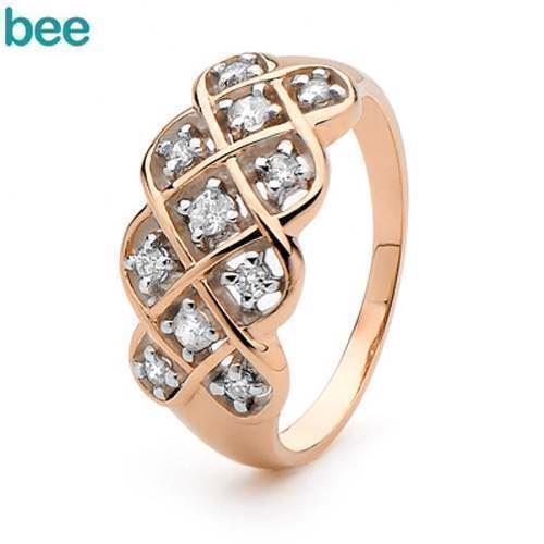 Image of Diamant rosa guld ring - med hele 11 ægte diamanter