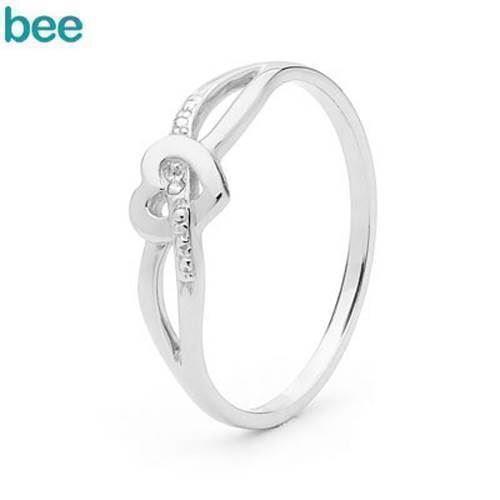 Image of Fin lille hvidgulds diamant hjerte ring