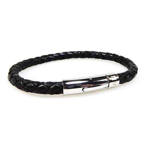 San - Link of joy Men\'s Jewellery by San Læder/rustfri stål armbånd blank, model 48101-sort