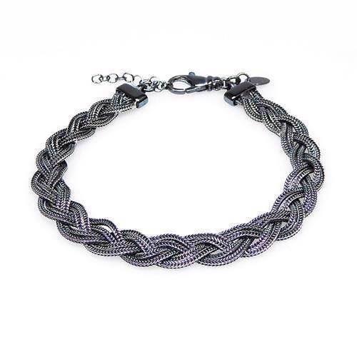 Image of San - Link of joy 925 sterling sølv Armbånd sort rhodineret