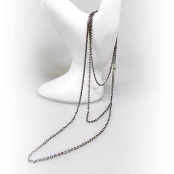 San - Link of joy  925 sterling sølv halskæde sort rhodineret, 80 cm