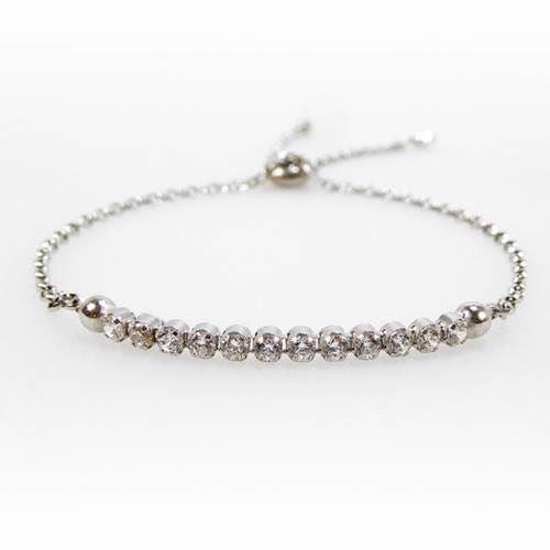 Image of San - Link of joy 925 sterling sølv armbånd rhodineret, model Tennis-05-hvid