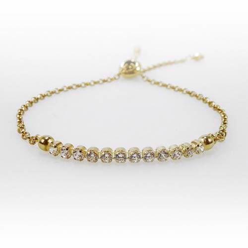Image of San - Link of joy 925 sterling sølv armbånd forgyldt, model Tennis-07-hvid