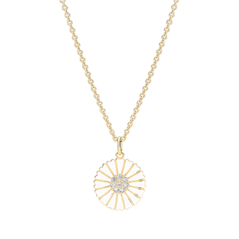 Lund Copenhagen Marguerit halskæde 18 mm forgyldt sølv zirkonia