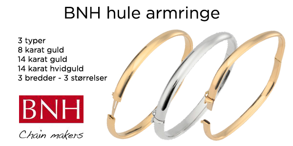 Lækre hule armringe fra BNH hos Guldsmykket.dk