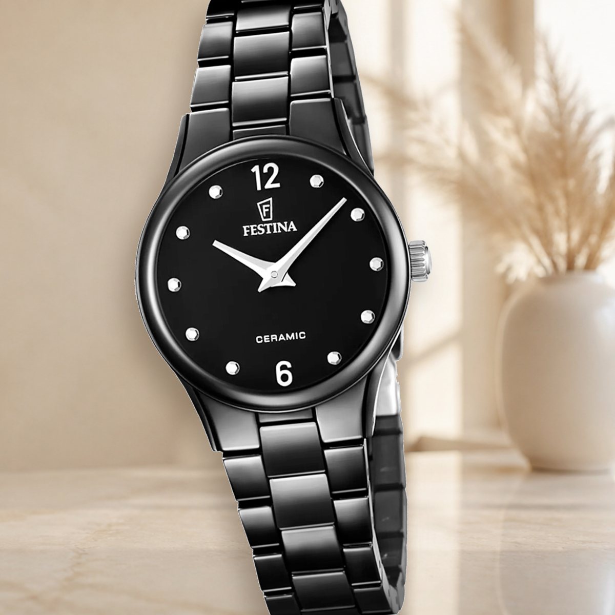 Sort dameur i keramik fra Festina – sorte dameure hos Guldsmykket.dk