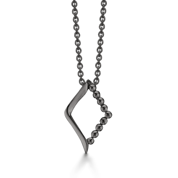 Sølv halskæde sort rhodineret ruder med kugler i halvdelen af kanten.Kæden er længde 42-45 cm. fra Støvring Design
