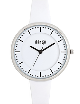 A68362S0I, MANGO DAMEUR - STÅL MED HVID REM Quartz Dame m/rem