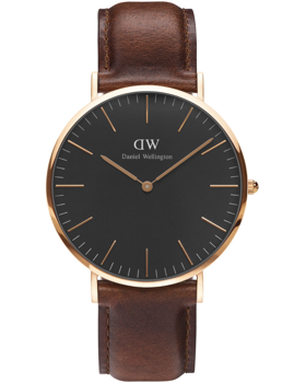 ADW00100124, CLASSIC BLACK ST. MAWES - ROSE - 40 MM Quartz Herre m/rem