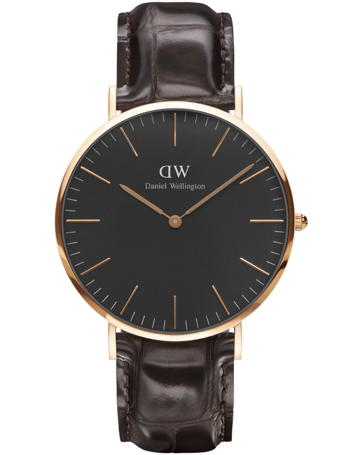 ADW00100128, CLASSIC BLACK YORK - ROSE - 40 MM Quartz Herre m/rem