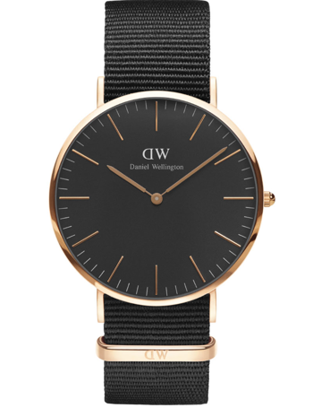 ADW00100148, CLASSIC BLACK CORNWALL - ROSE - 40 MM Quartz Herre m/rem