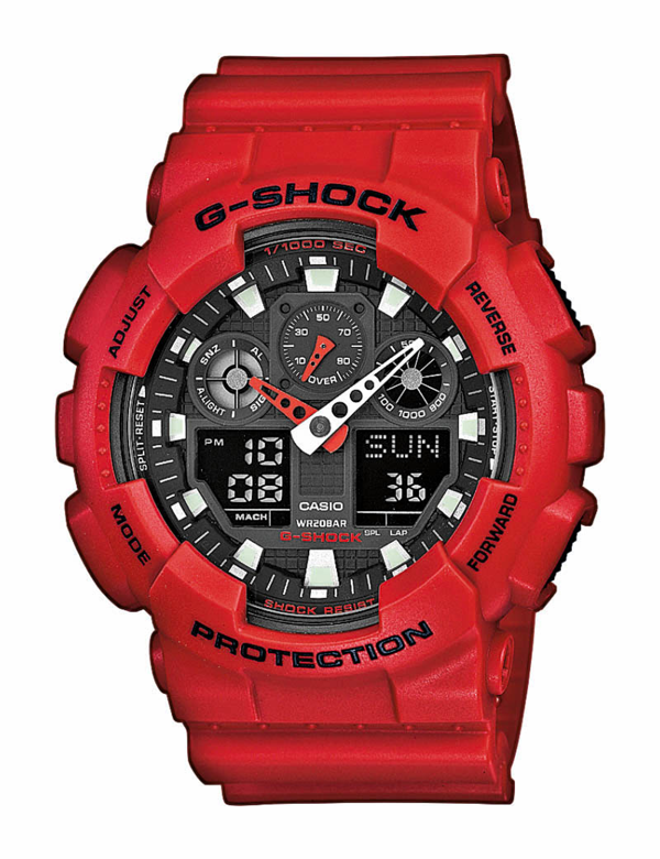 G-Shock Rød resinplast Quartz Herre ur fra Casio, GA-100B-4AER