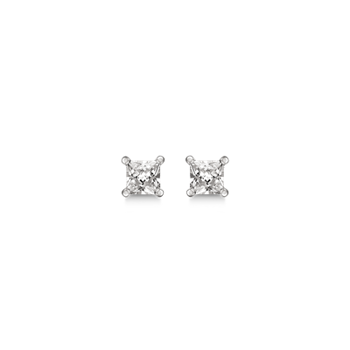 Sølv ørestikker med firkantede, klare zirkonia-sten på 3 mm, skinnende og elegante i designet.